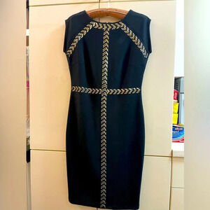 COLLEEN LOPEZ evening holidays party midi  dress rivets size  XS BLACK